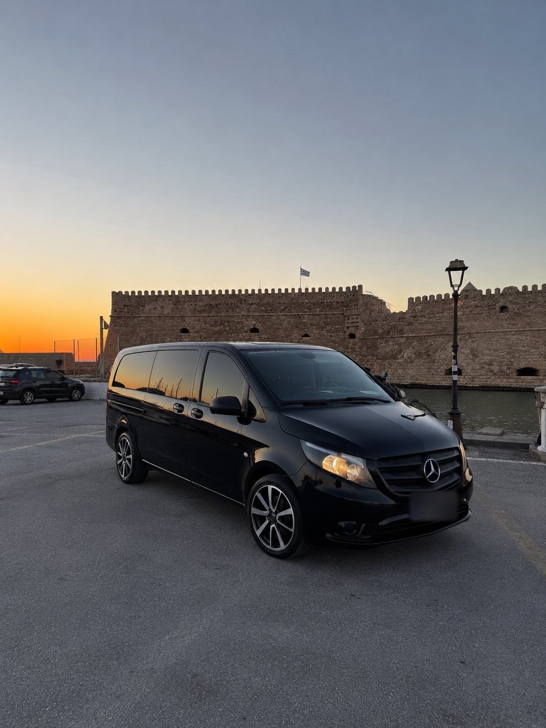 Mercedes Vito at Koules fortress, Heraklion at sunset